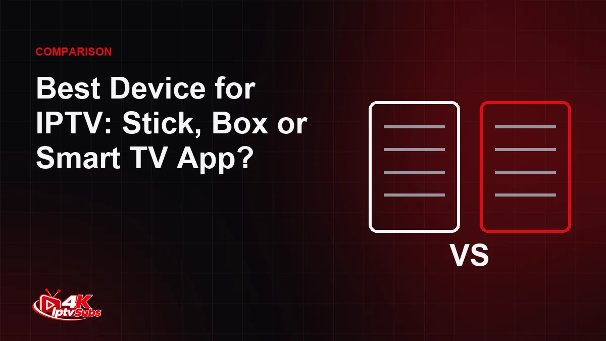 Comparison cards illustrating different devices for watching IPTV