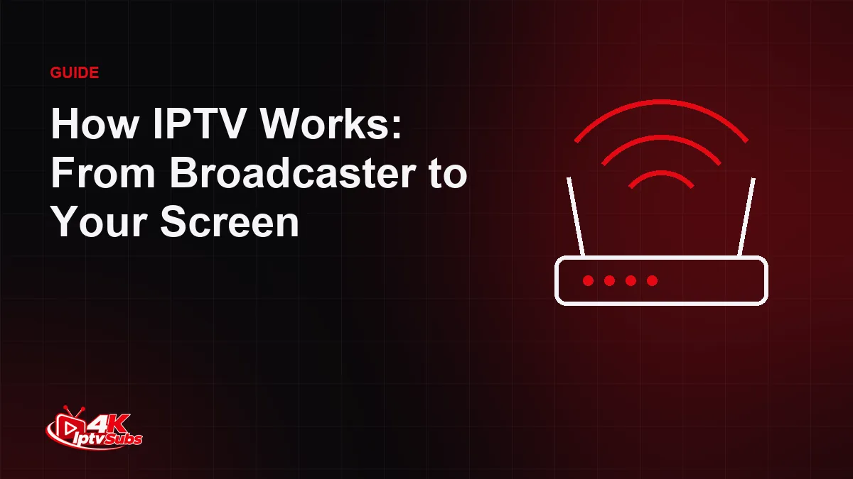 Router and signal illustration showing how IPTV is delivered over the internet
