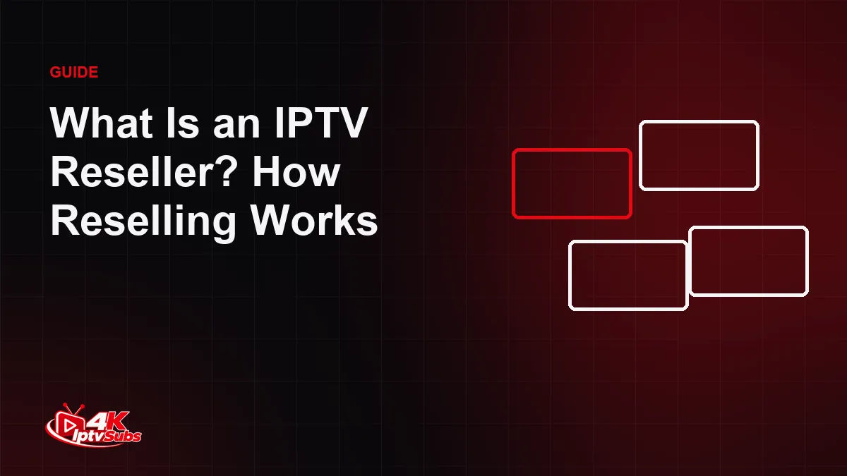 Grid of screens representing an IPTV reseller managing customer accounts