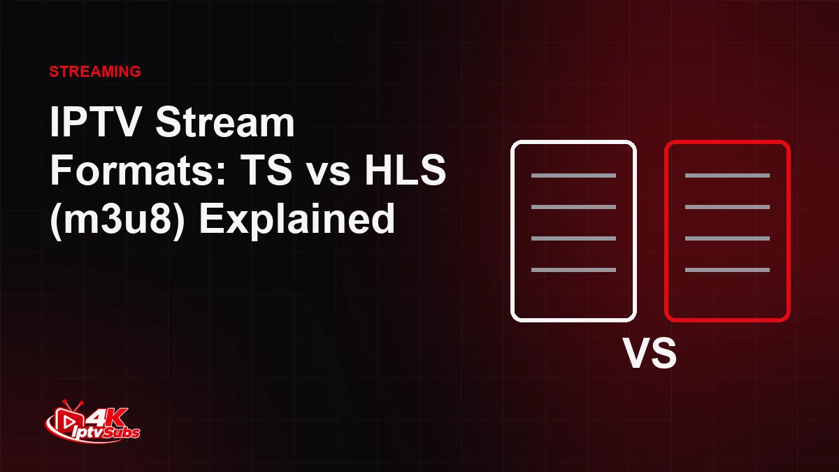 Two comparison cards representing TS and HLS IPTV stream formats
