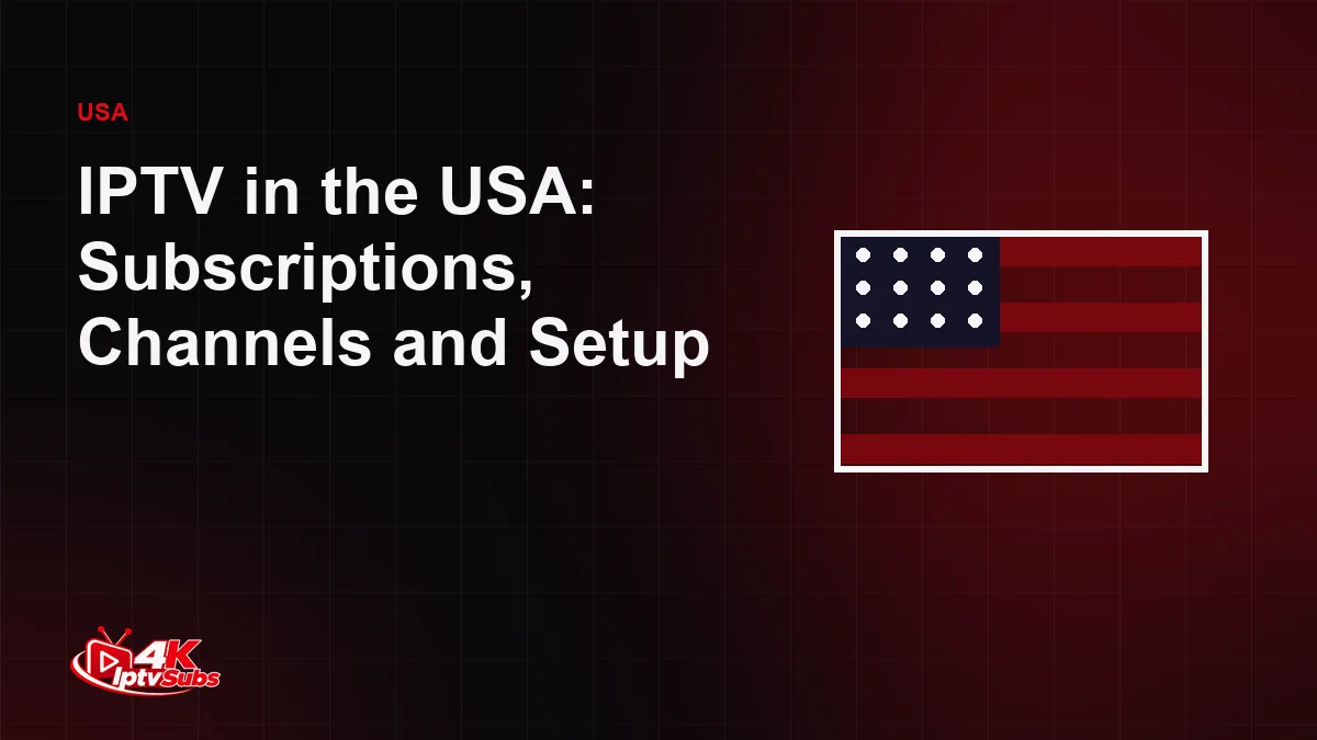 Illustration of a US flag on a TV-style frame, for a guide to IPTV in the USA