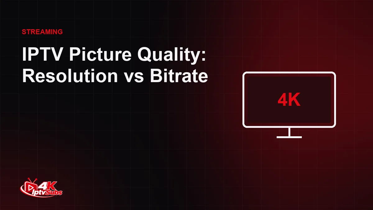 TV illustration labelled 4K for a guide to IPTV resolution and bitrate