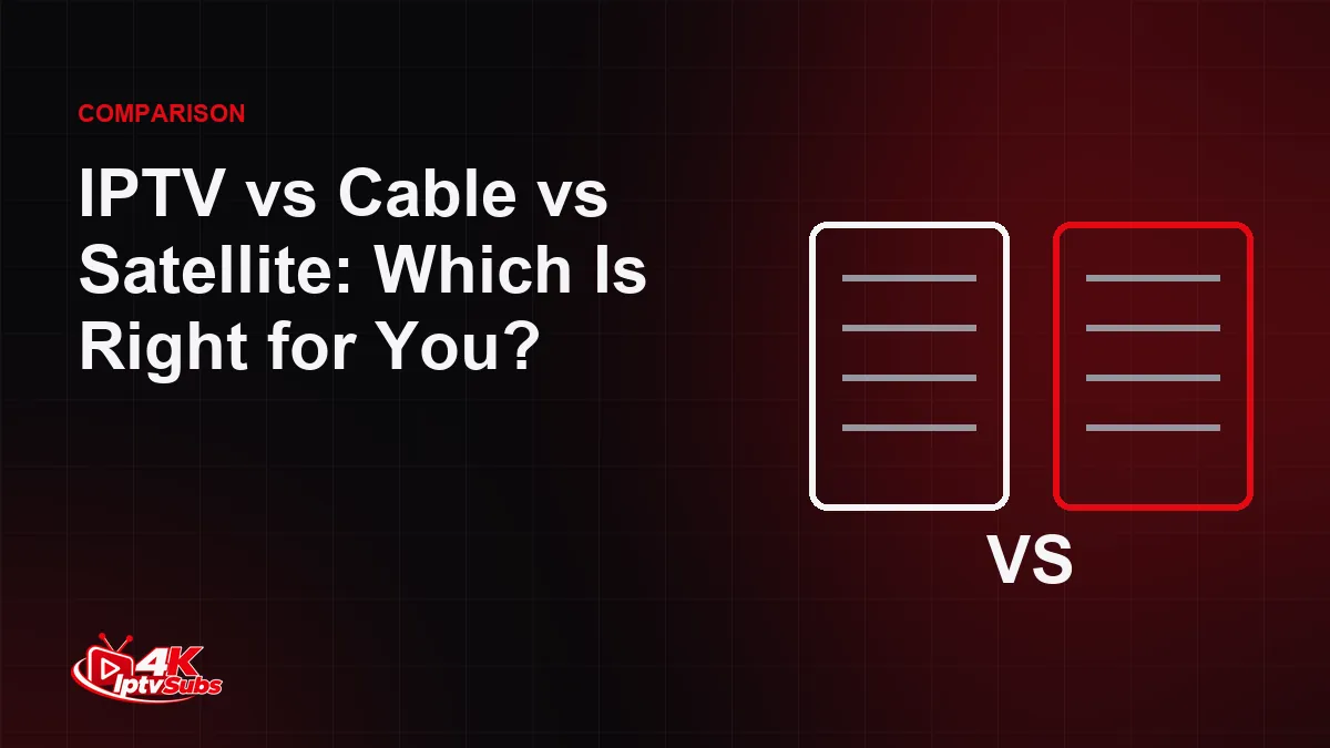 Comparison cards illustrating IPTV versus cable and satellite TV