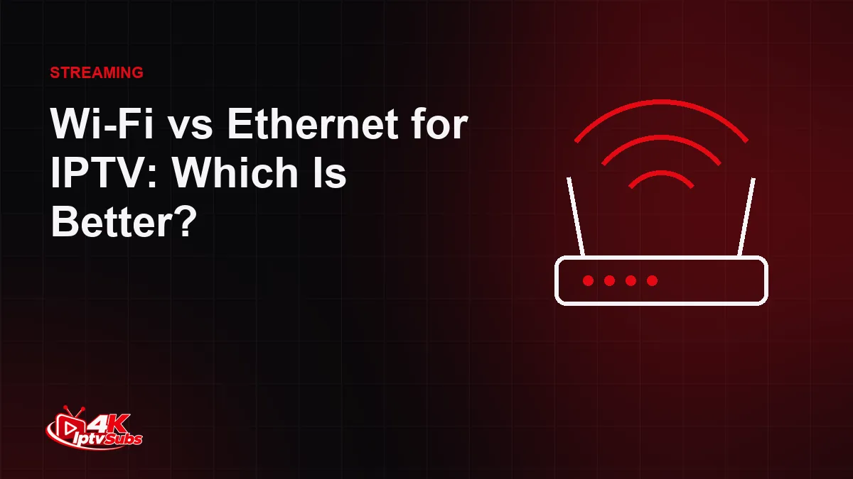 Router illustration comparing Wi-Fi and Ethernet for IPTV streaming