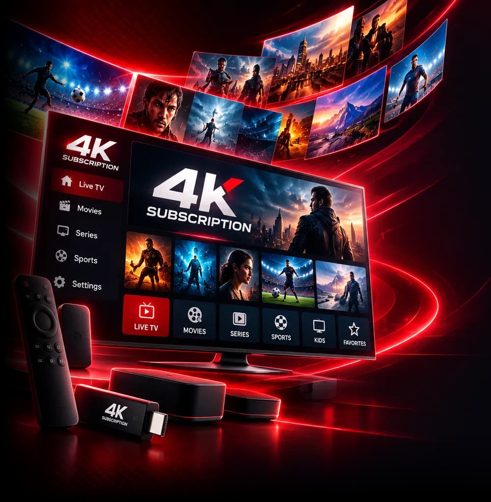 4K IPTV subscription on a Smart TV, Fire TV Stick and streaming box
